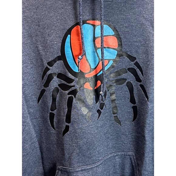 Gildan Heavy Blend Spider Volleyball Graphic Hoodie Blue Gray M Oversized Casual - Picture 4 of 10